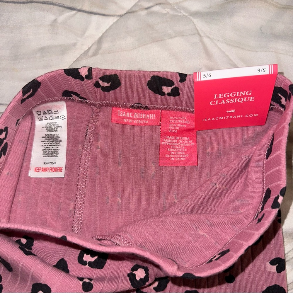Isaac Mizrahi Pink and Black Leopard Print Leggings - Picture 3 of 4